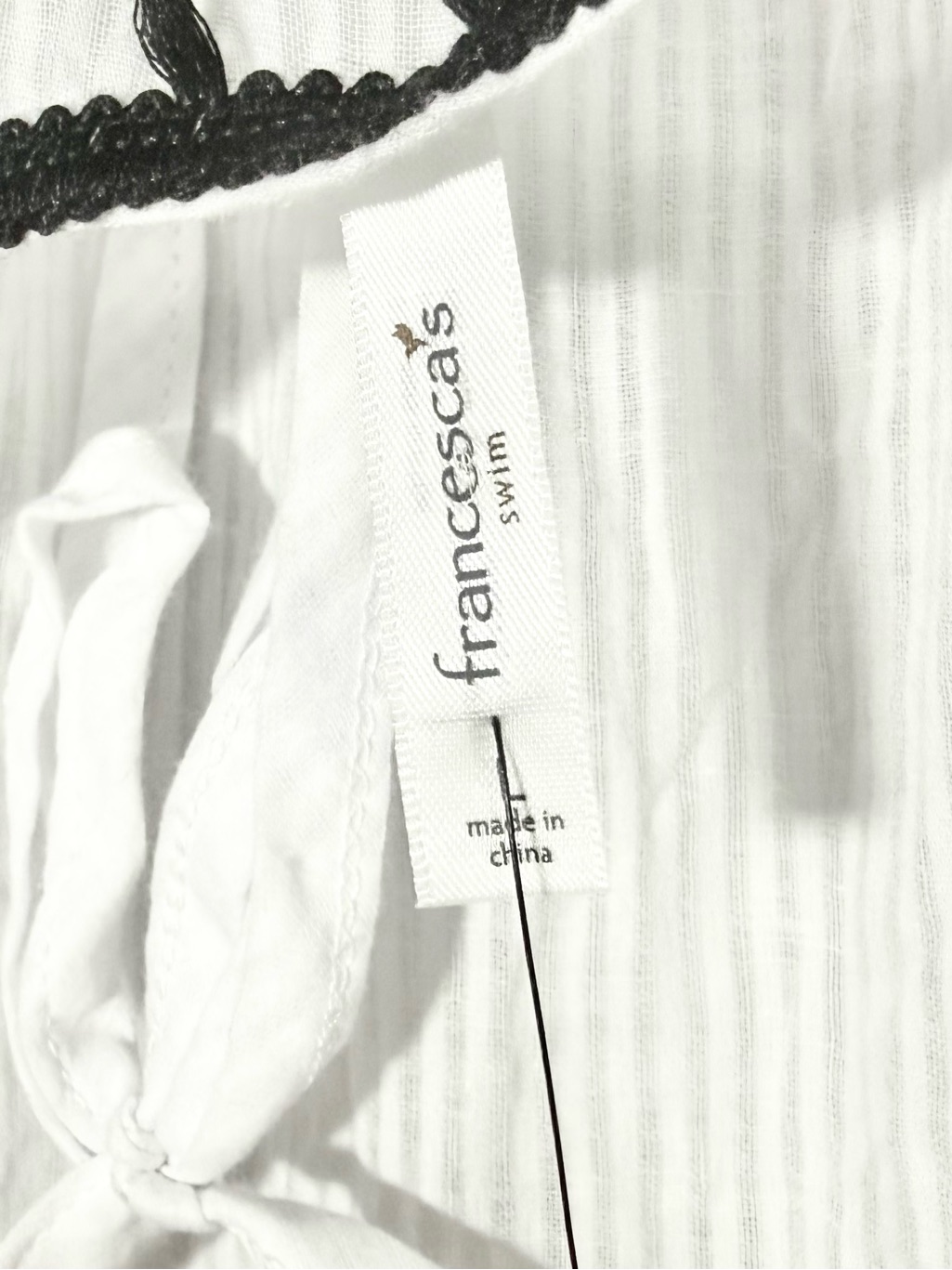Nwt Francesca’s Swim White Cover Up Dress Size Large Gauzy Cotton Lightweight — image 3 of 5